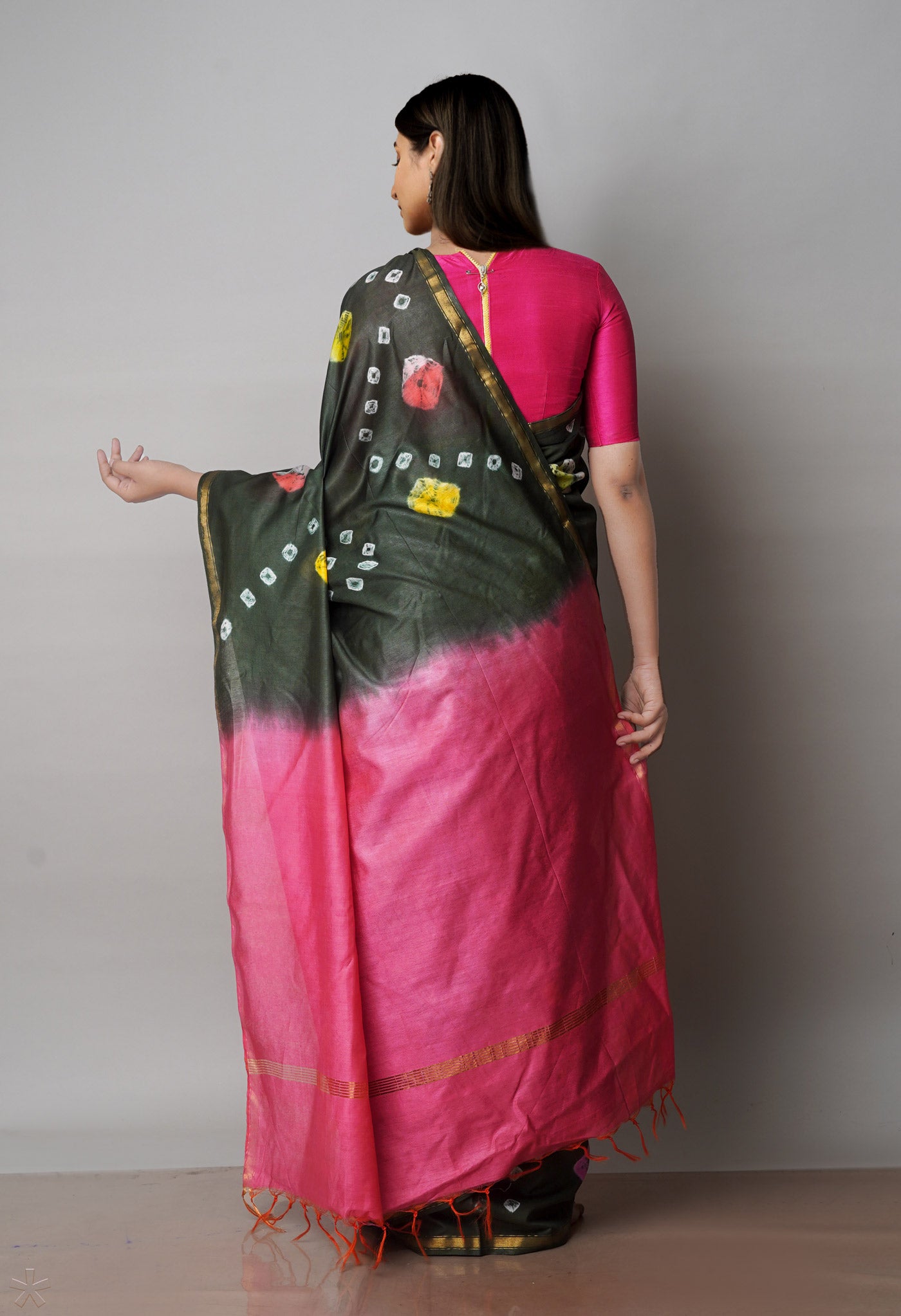 Dark Green  Batik Printed Chanderi Sico Saree-UNM71678