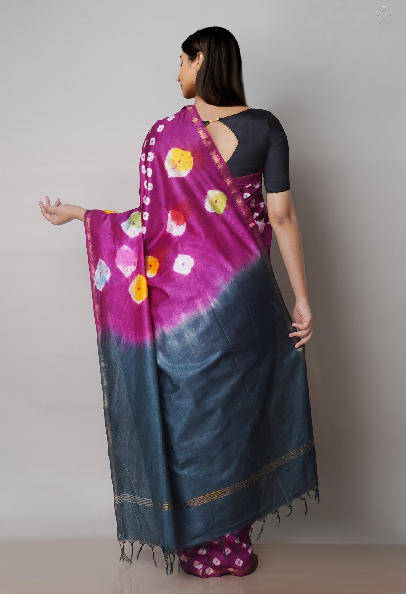 Purple  Batik Printed Chanderi Sico Saree-UNM71679