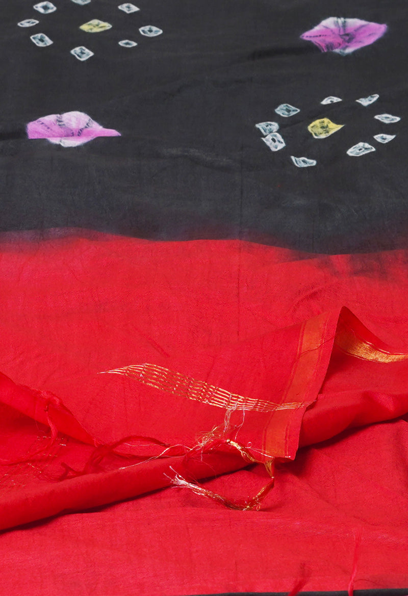 Black  Batik Printed Chanderi Sico Saree-UNM71685
