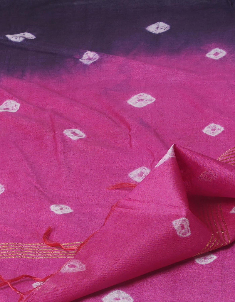 Navy Blue Batik Printed Chanderi Sico Saree-UNM71689