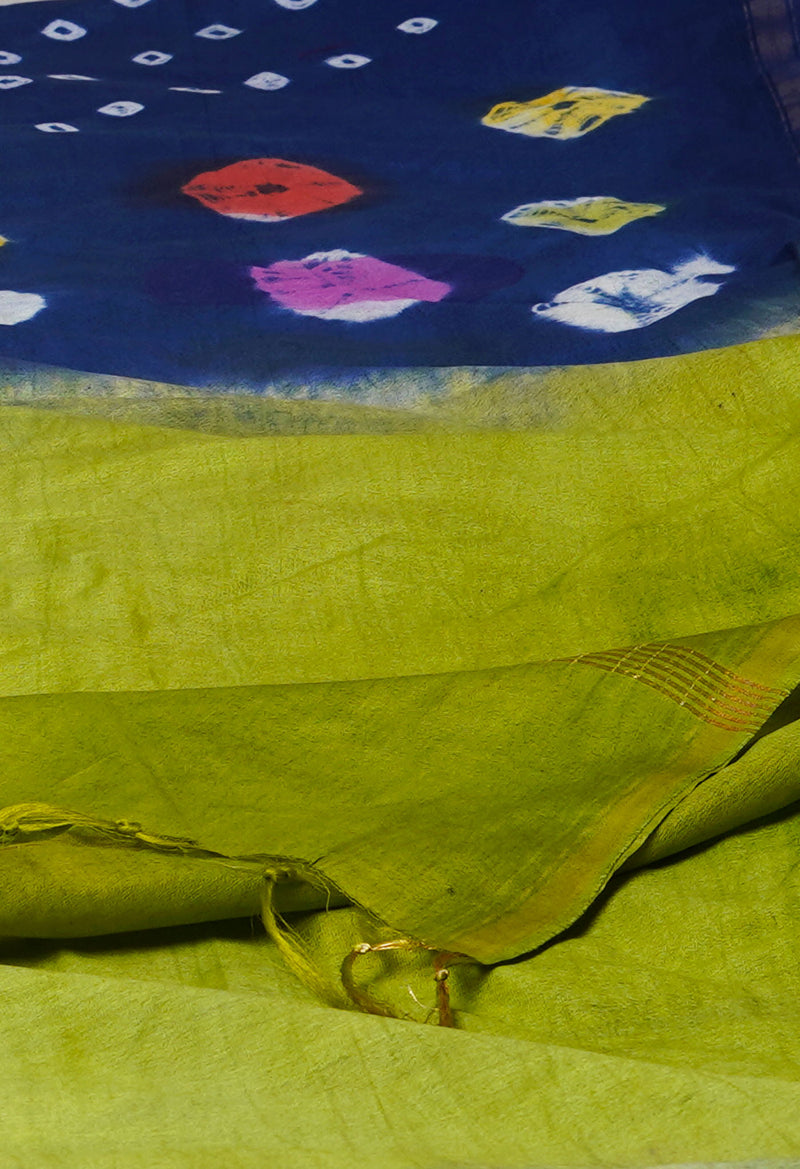 Blue  Batik Printed Chanderi Sico Saree-UNM71699
