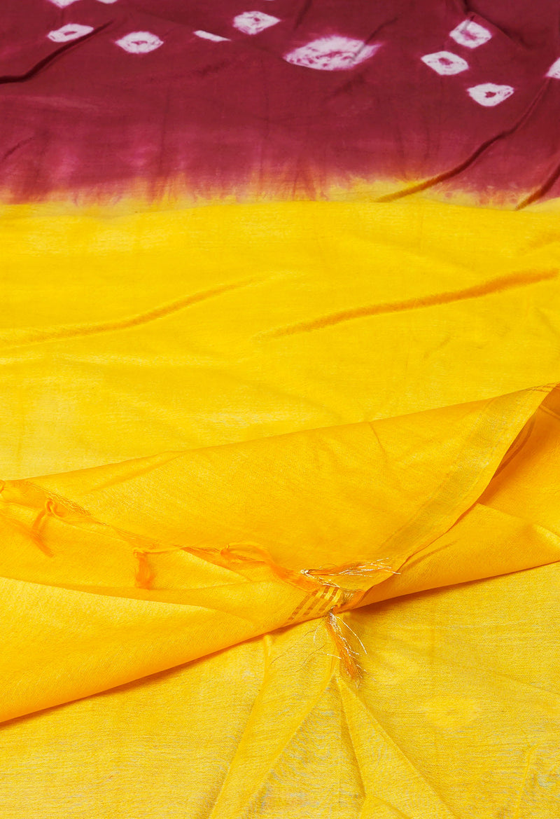 Maroon  Batik Printed Chanderi Sico Saree-UNM71702