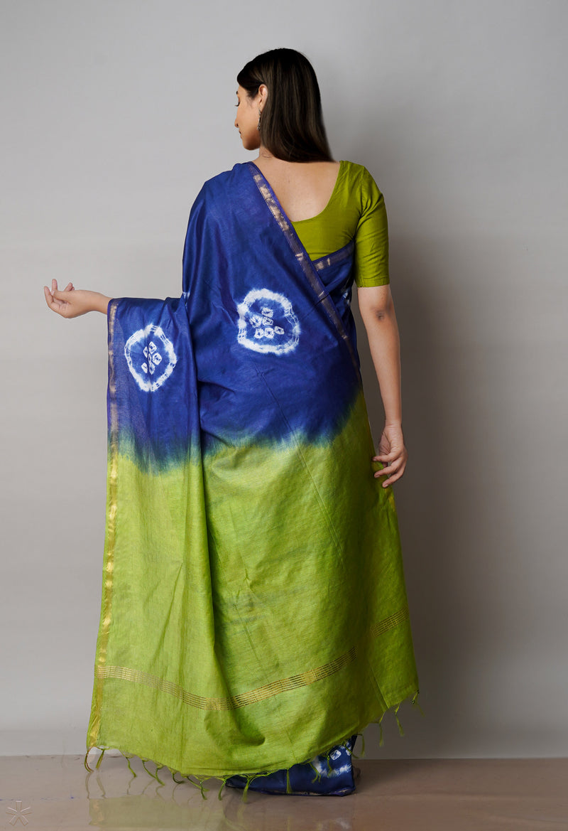 Blue  Batik Printed Chanderi Sico Saree-UNM71703