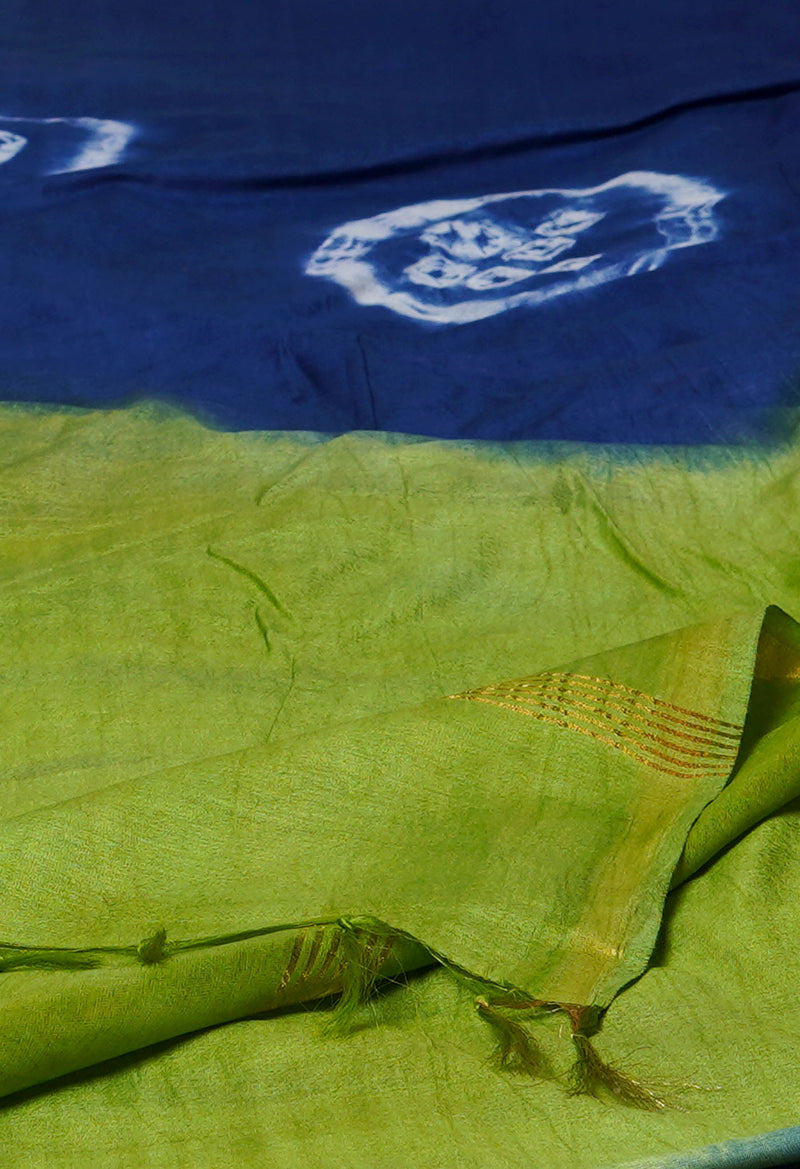 Blue  Batik Printed Chanderi Sico Saree-UNM71703
