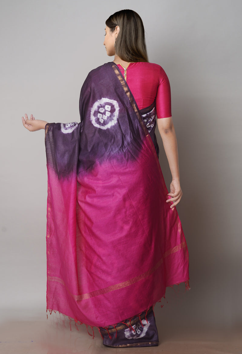 Grey  Batik Printed Chanderi Sico Saree-UNM71711