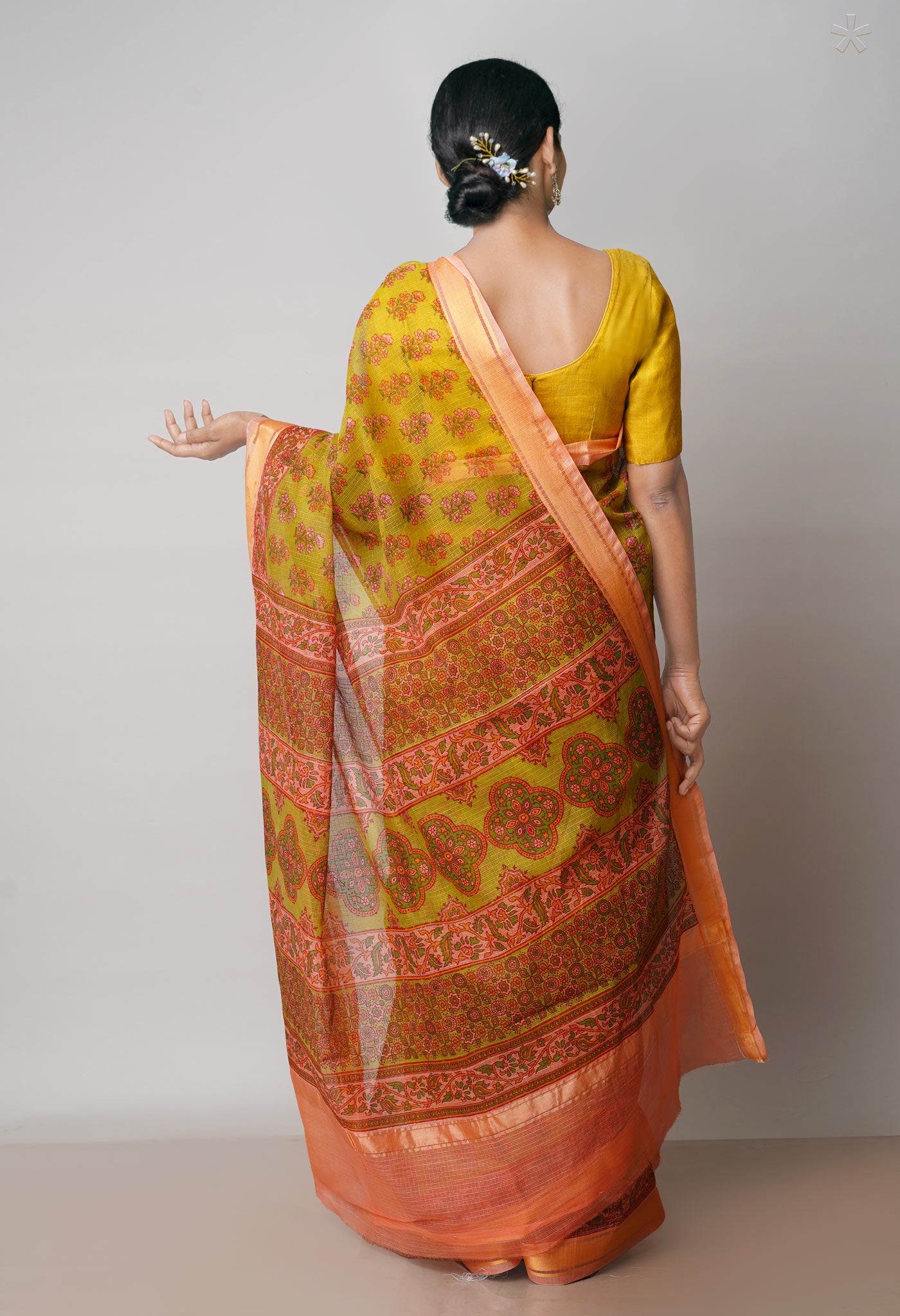 Mehandi Green Pure  Block Printed Kota Cotton Saree-UNM71733
