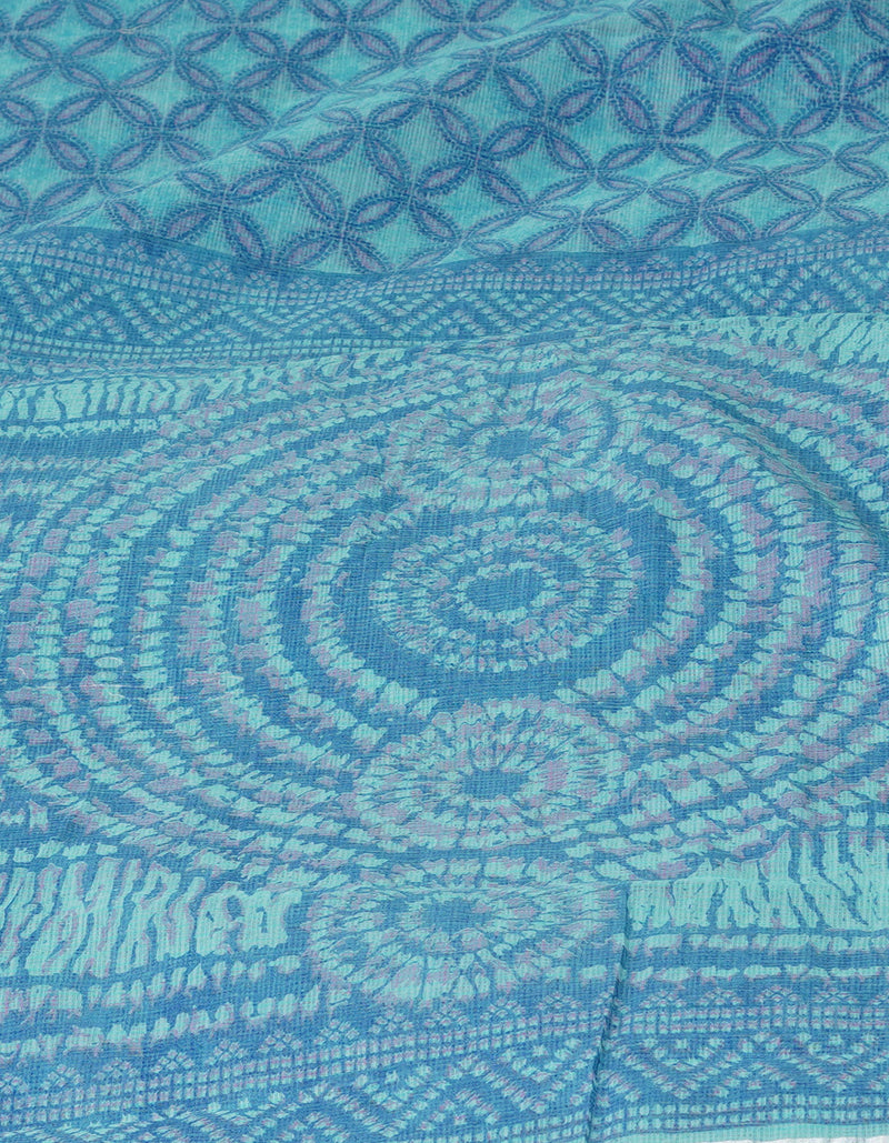 Blue Pure  Block Printed Kota Cotton Saree-UNM71740