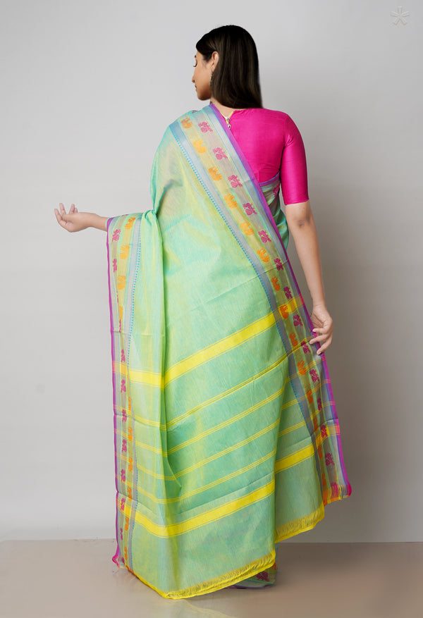 Green Pure Handloom Pavani Chettinad Cotton Saree-UNM71817
