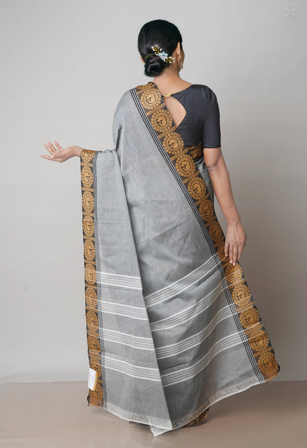 Grey Pure  Pavani Handcrafted Kanchi Cotton Saree-UNM71848