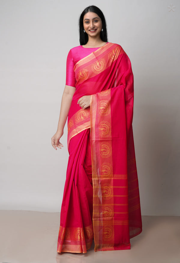 Pink Pure  Pavani Handcrafted Kanchi Cotton Saree-UNM71851