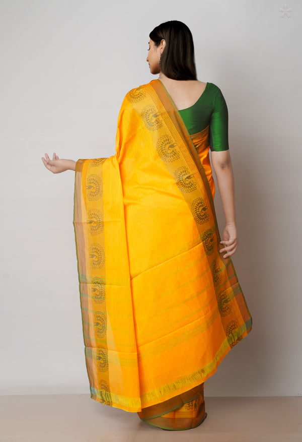 Yellow Pure  Pavani Handcrafted Kanchi Cotton Saree-UNM71854