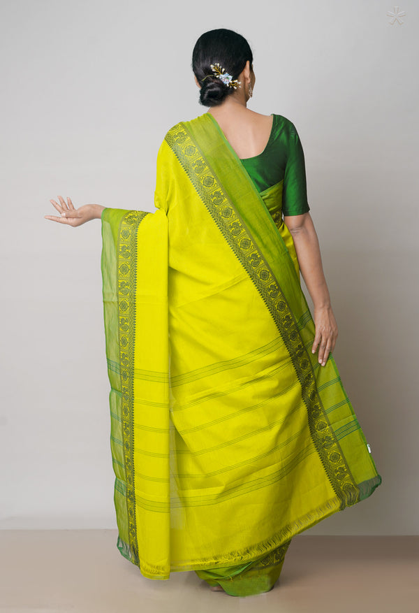 Parrot Green Pure  Pavani Handcrafted Kanchi Cotton Saree-UNM71855